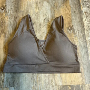 AnyBody Mocha Taupe Ribbed Knit Stretch Bra New Size 2XL